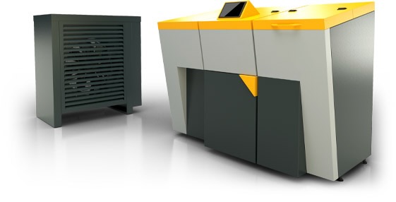 Hybridní tepelné čerpadlo Hotjet H25/10 s peletovým kotlem